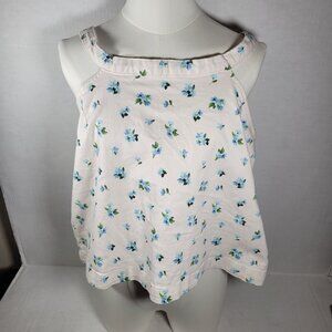 Weworewhat Womens XL Ditzy Floral White Cotton/Spandex Sleeveless Halter Top